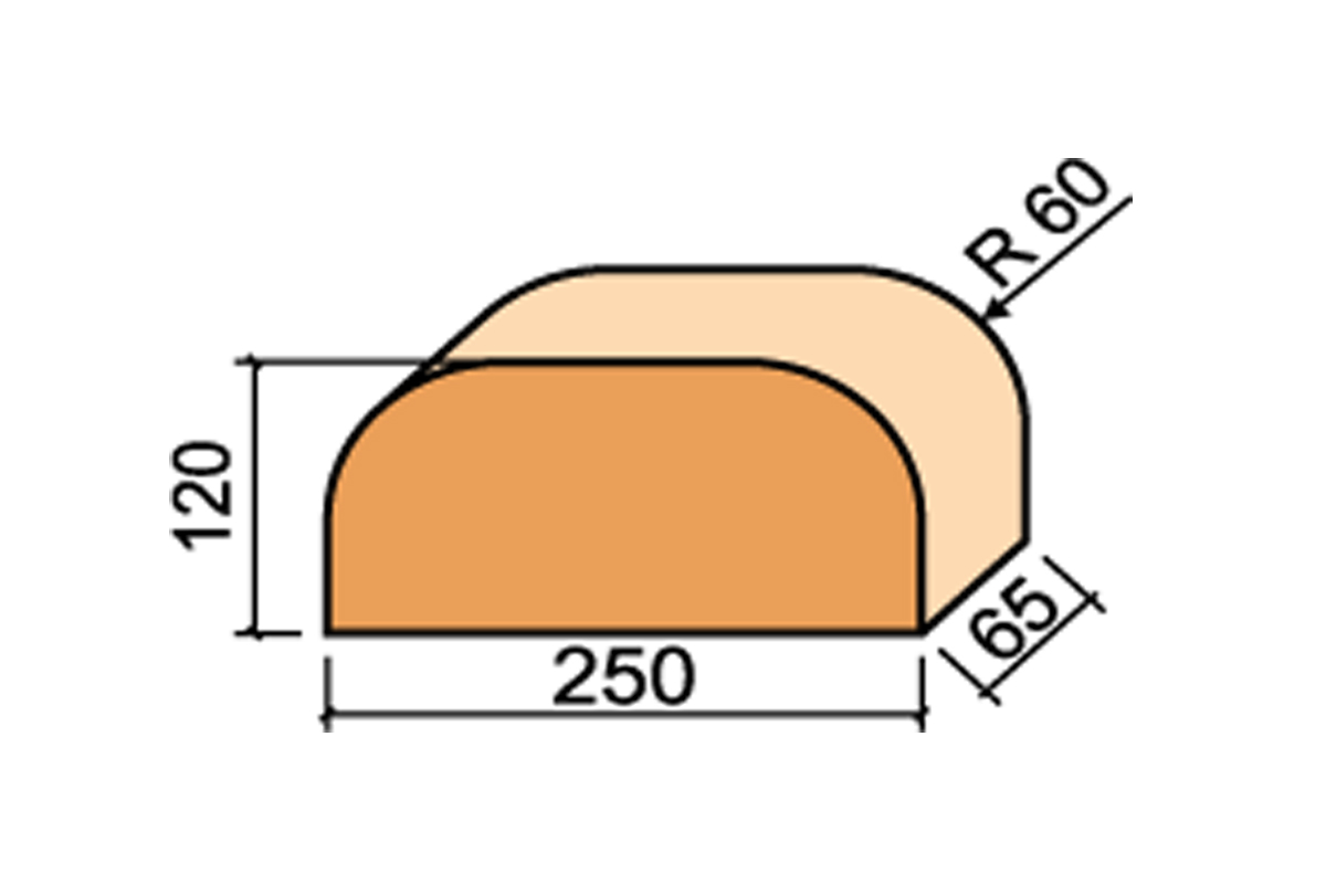 12.201114L Кирпич радиусный полнотелый Lode Brunis F14 гладкий, 250*120*65 мм