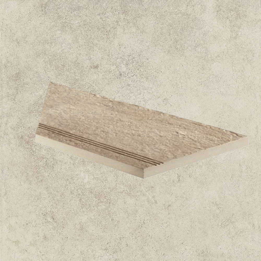 Тротуарная плитка Белая Lastra. Спец. Элемент- Ступень Угловая Линеаре Лс 30x60 Дрифт Вайт \ Drift White Gradino Lineare Angolo Sx 300х600х20мм