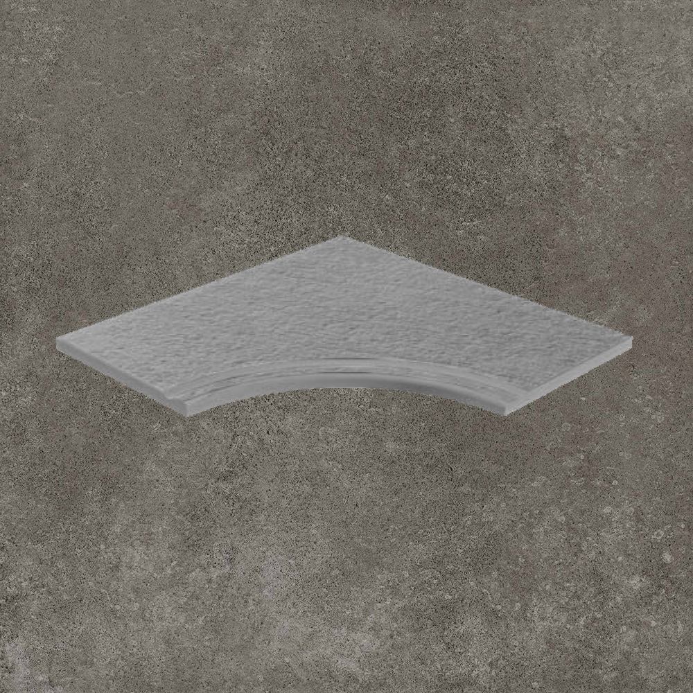 Тротуарная плитка Серая Lastra. Спец. Элемент- Бортик Изогнутый с Выемкой Закругленный 30 Дрифт Грей \ Drift Grey Curvilineo Svasato Round 30  300х600х20мм