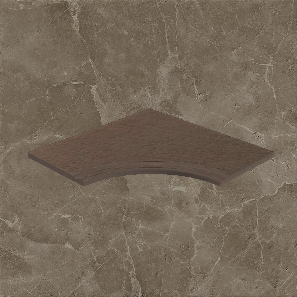 Тротуарная плитка Светло-коричневая Lastra. Спец. Элемент- Бортик Изогнутый с Выемкой Закругленный 30 Супернова Стоун Грей \ Supernova Stone Grey Curvilineo Svasato Round 30  300х600х20мм