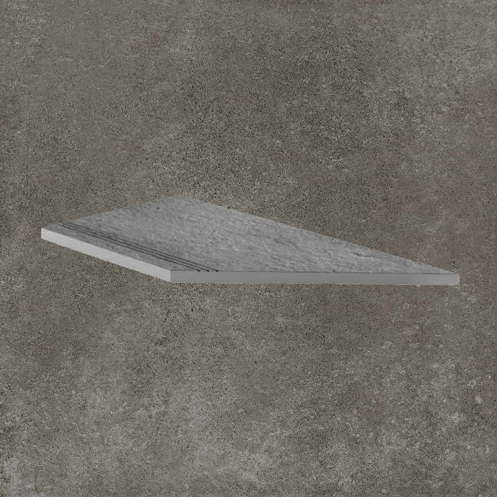 Тротуарная плитка Серая Lastra. Спец. Элемент-Ступень Угловая Линеаре Пс 30x60 Дрифт Грей \ Drift Grey Gradino Lineare Angolo Dx 300х600х20мм