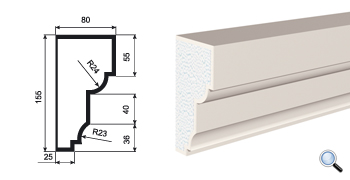 ПОДОКОННИК для Фасада и Интерьера - лепнина, декор из пенополистирола ПВ-155/3 155*80*2000 мм