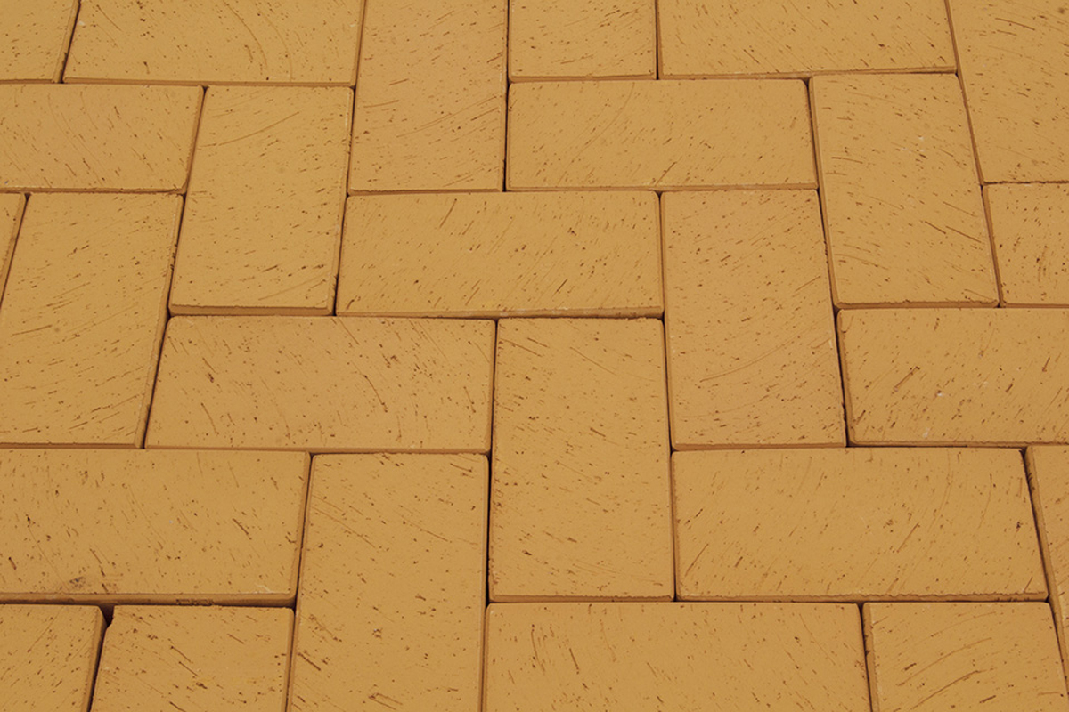 Клинкерная тротуарная плитка - брусчатка Lode DZINTRA  темно-желтый 200х100х52 мм
