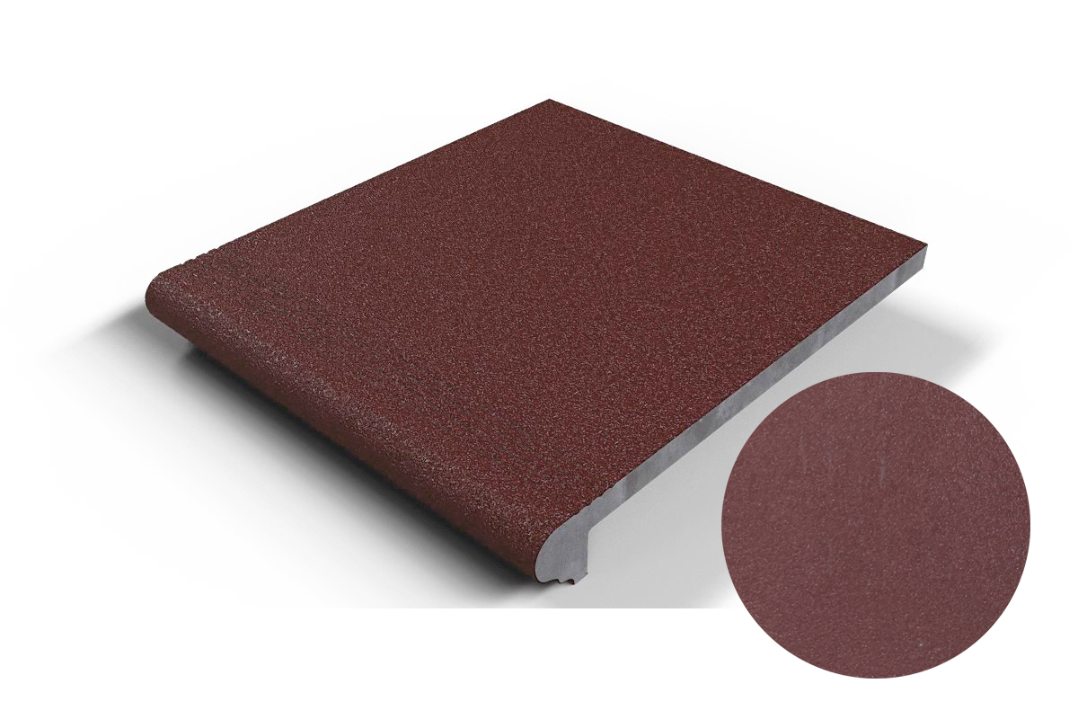 101 Ступень Флорентинер фронтальная противоскользящая с насечками, терракотовая 330*310*17 мм