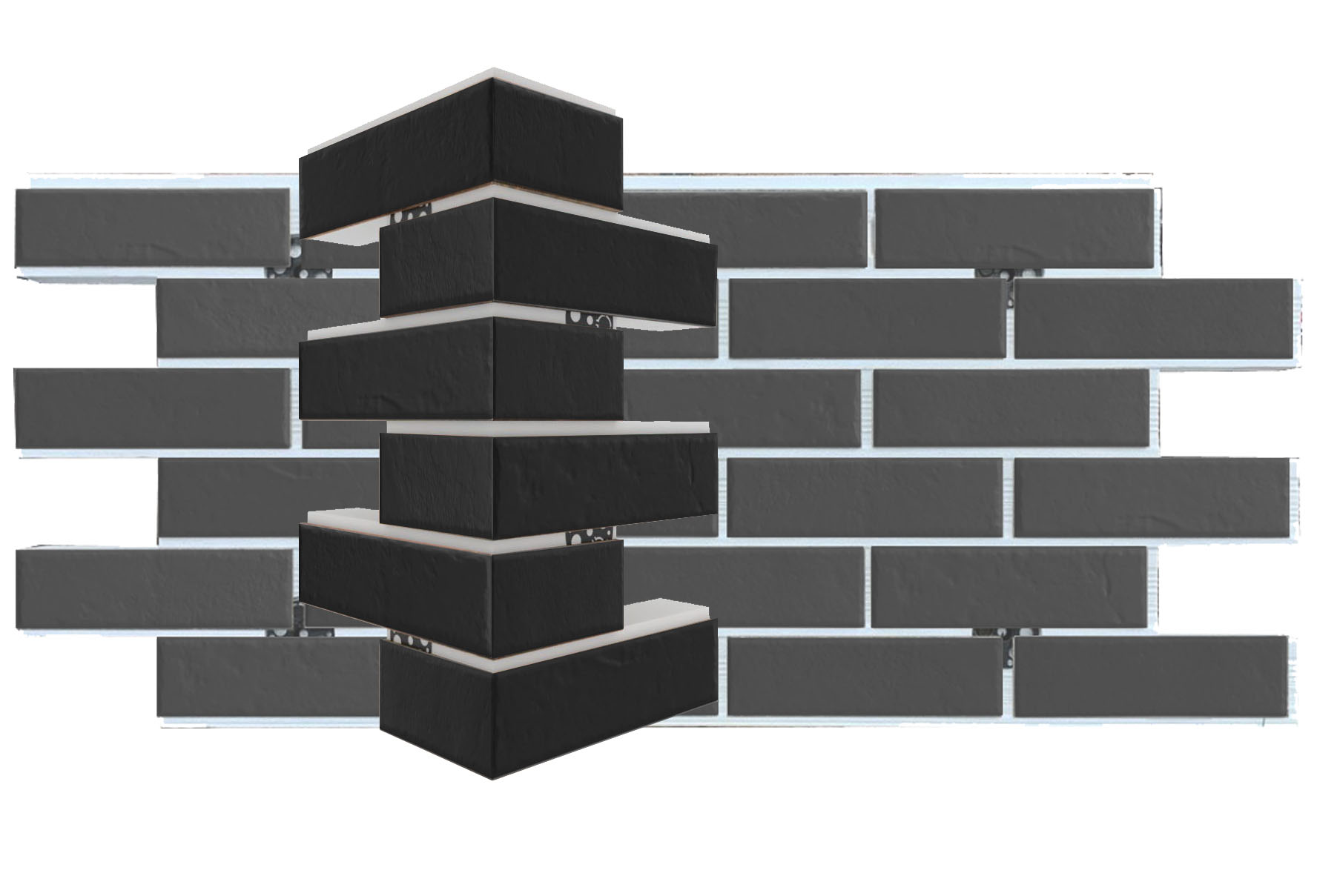 Graphite угловая фасадная термопанель из пенополистирола ППС 50 мм, 0,17м2 с клинкерной плиткой