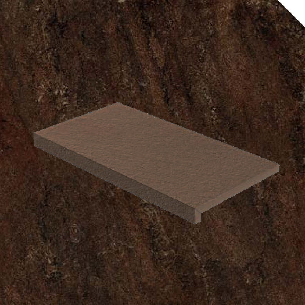 Тротуарная плитка Коричневая Lastra. Спец. Элемент- Ступень Лэндстоун Браун \ Landstone Brown Scalino 330х600х20мм