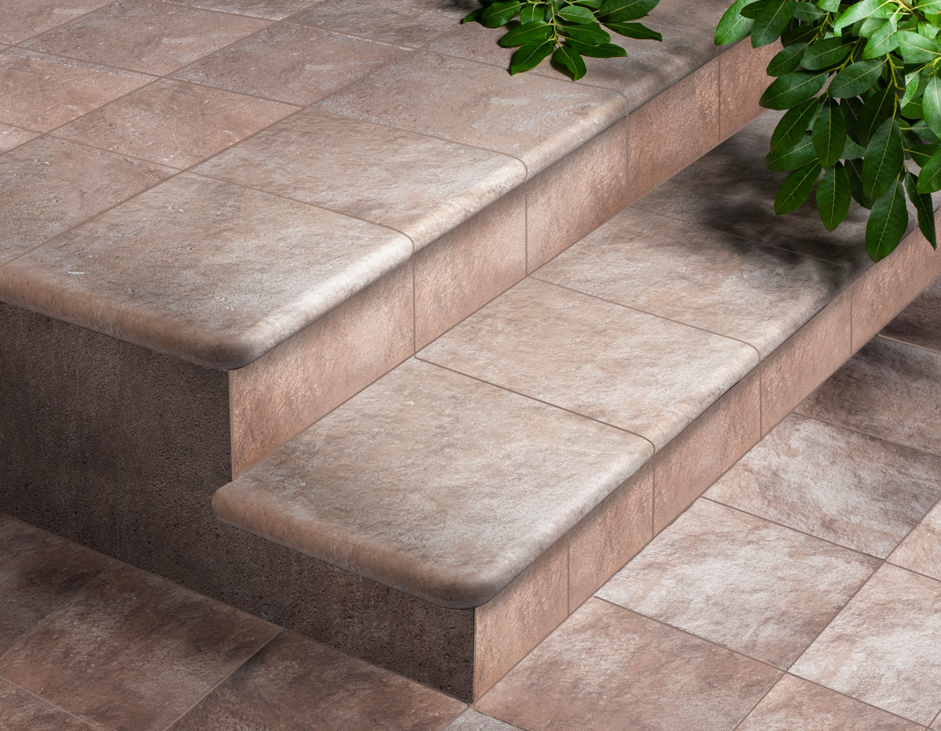 Manhattan mink Exagres 330*330*12 мм, клинкерная ступень флорентинер- с капиносом, противоскользящая