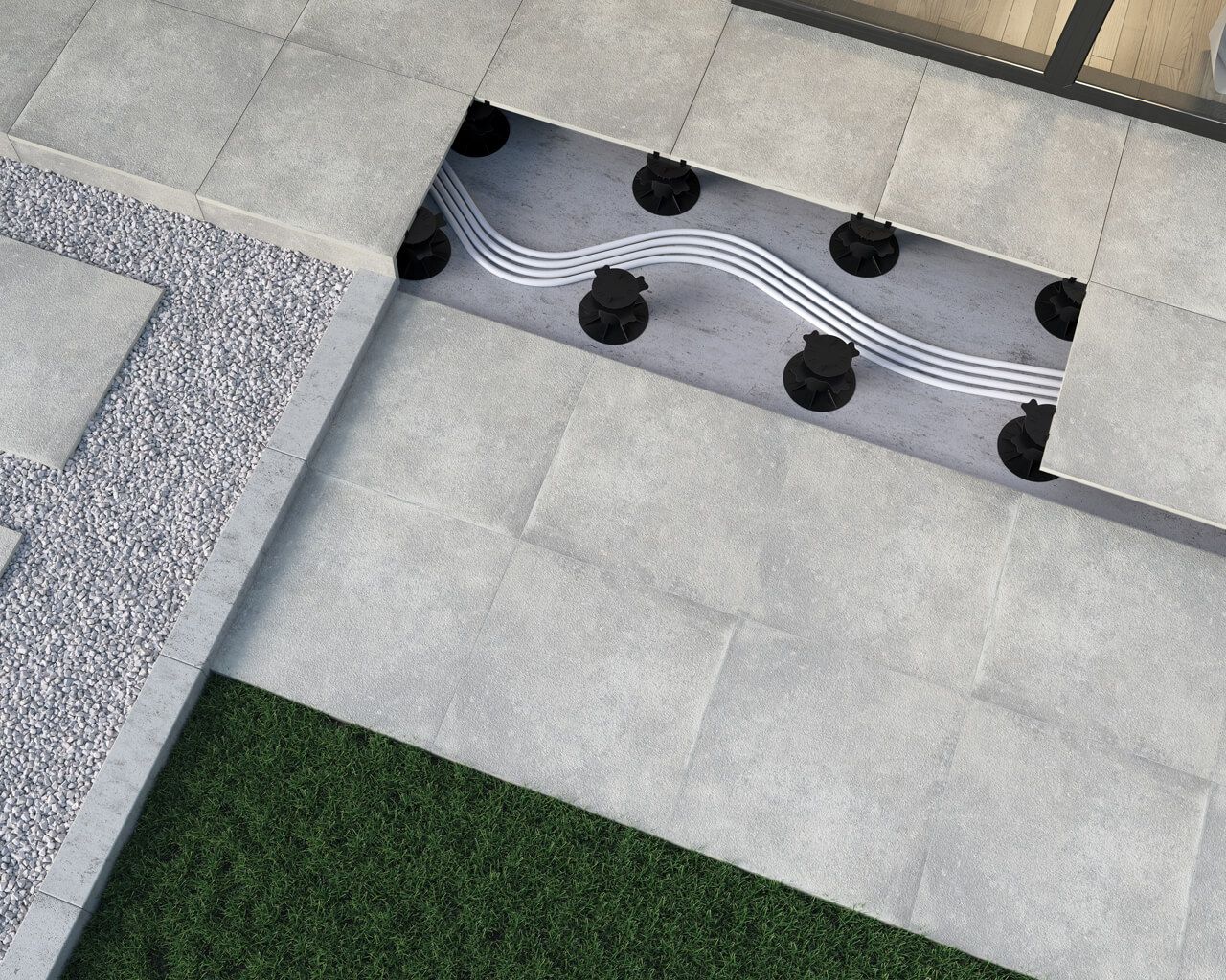 Garden Beige 20 мм тротуарная плитка уличная, противоскользящая, керамогранитная 595*595*20 мм Paradyz