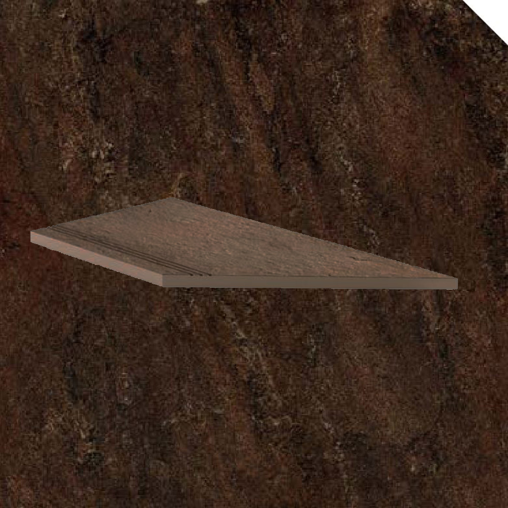 Тротуарная плитка Коричневая Lastra. Спец. Элемент-Ступень Угловая Линеаре Пс 30x60 Лэндстоун Браун \ Landstone Brown Gradino Lineare Angolo Dx 300х600х20мм