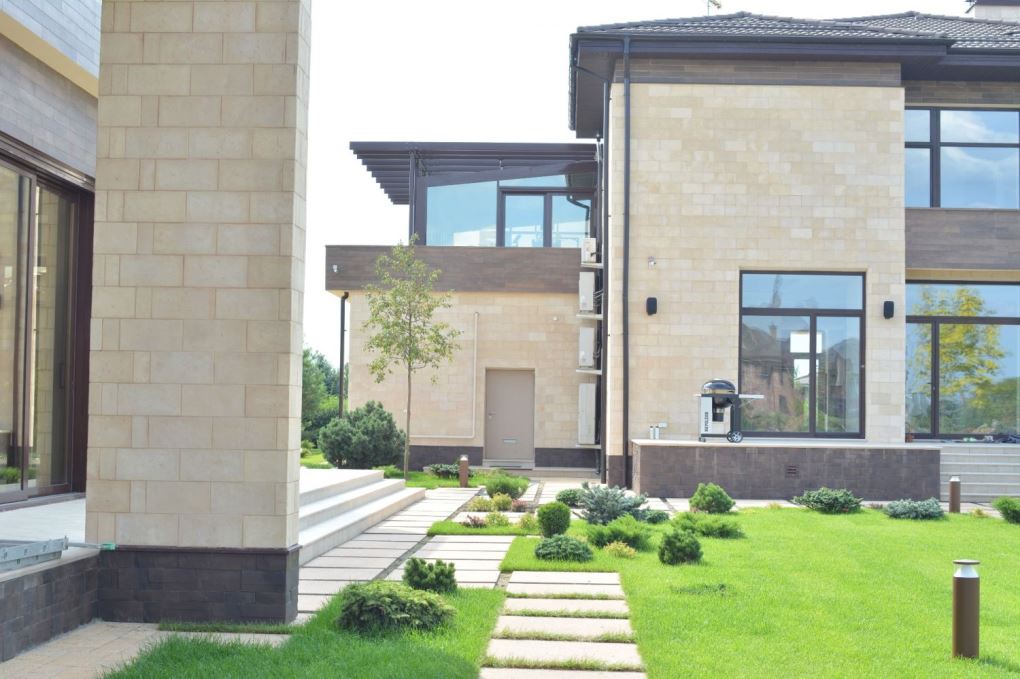 Фасадная облицовочная декоративная плитка EcoStone травертин-касса 00