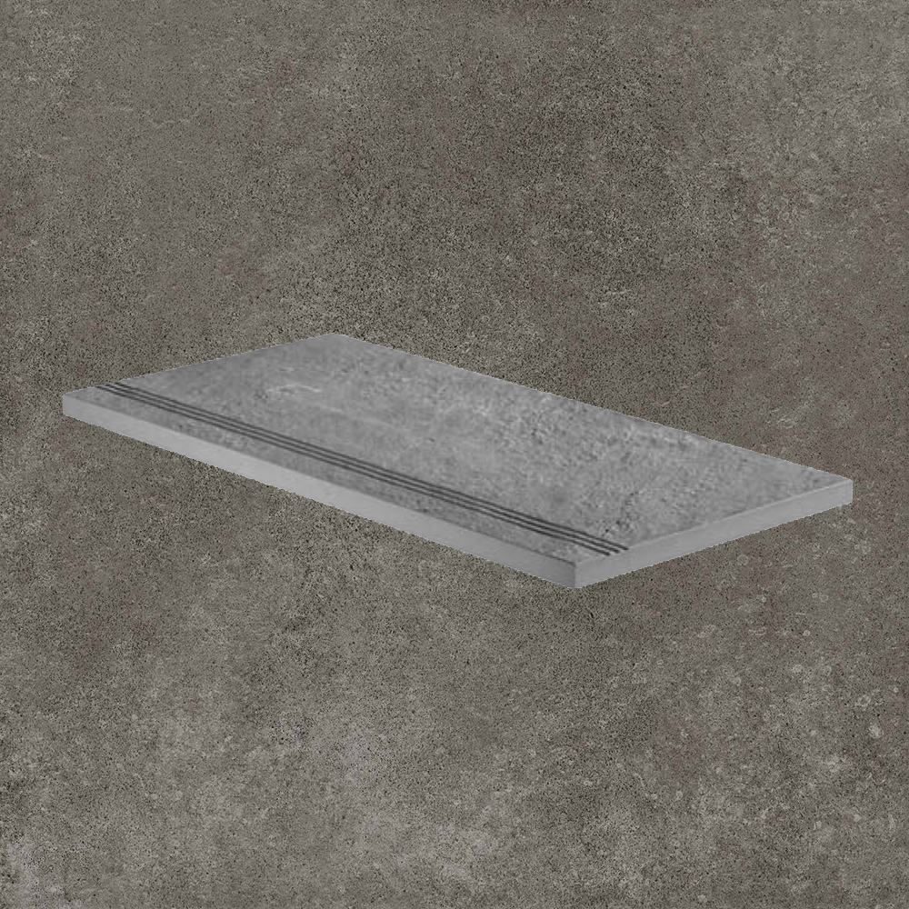 Тротуарная плитка Серая Lastra. Спец. Элемент-Ступень Линеаре 30х60 Дрифт Грей \ Drift Grey Gradino Lineare 300х600х20мм