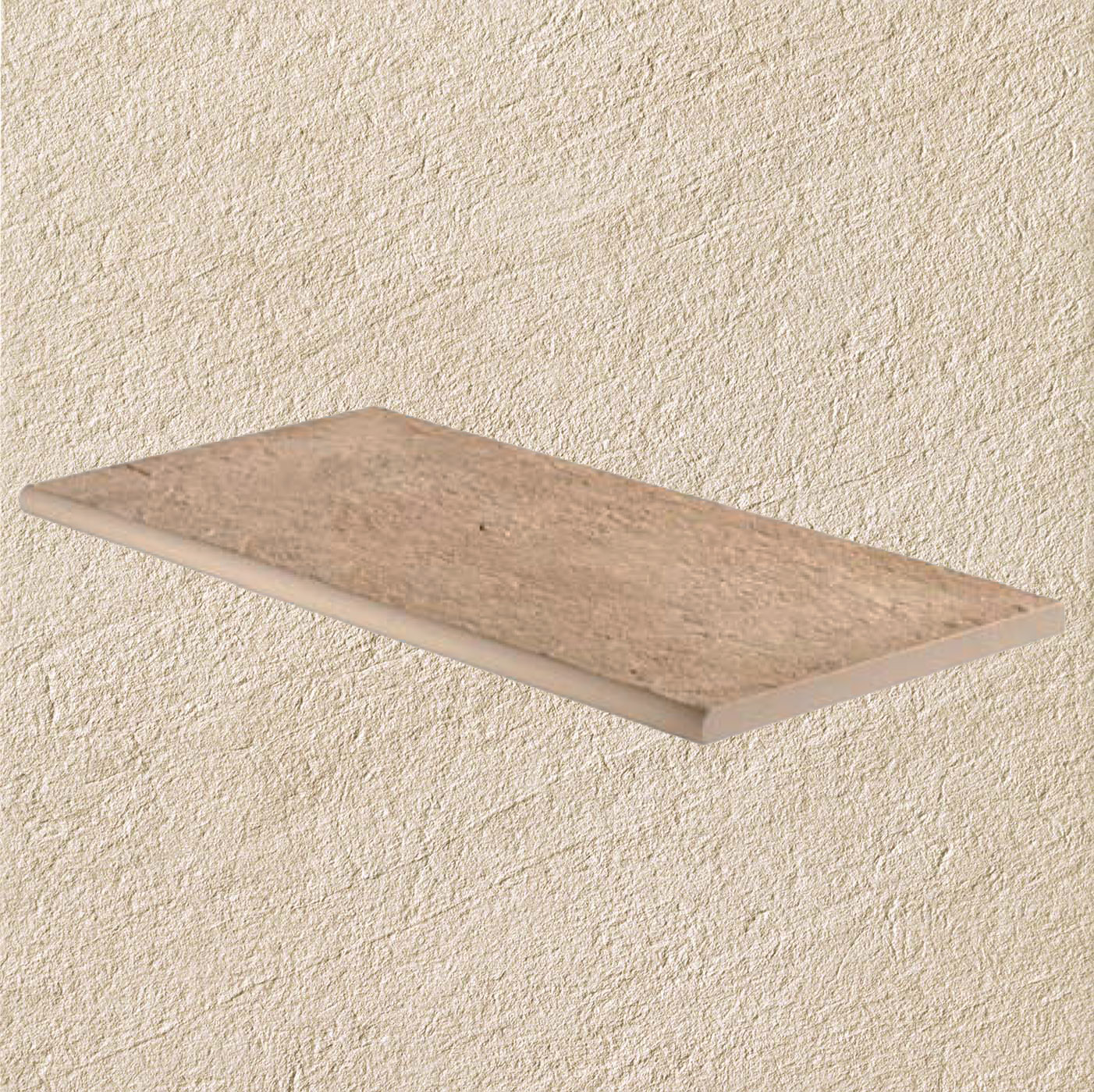 Тротуарная плитка Бежевая Lastra. Спец. Элемент- Бортик Закругленный Клиф Бьянко Раунд \ Cliff Bianco Round 300х600х20мм