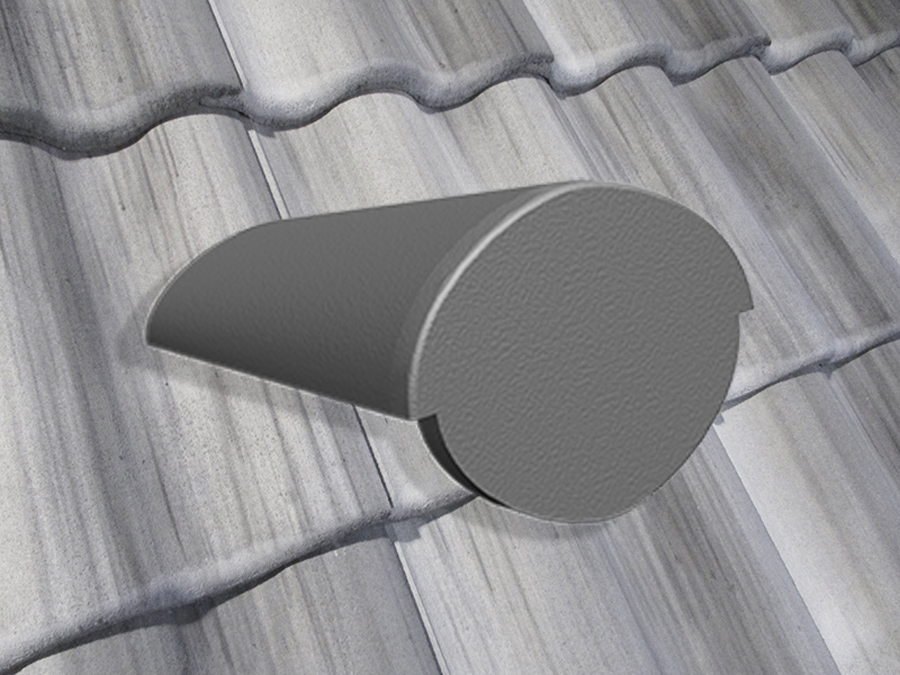 Начальная коньковая черепица натуральная цементно-песчаная Antik серый 81, Старый камень Kriastak Baltic tile