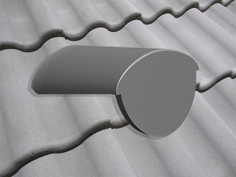 Конечная коньковая черепица натуральная цементно-песчаная Light неокрашенный серый 72, Kriastak Baltic tile