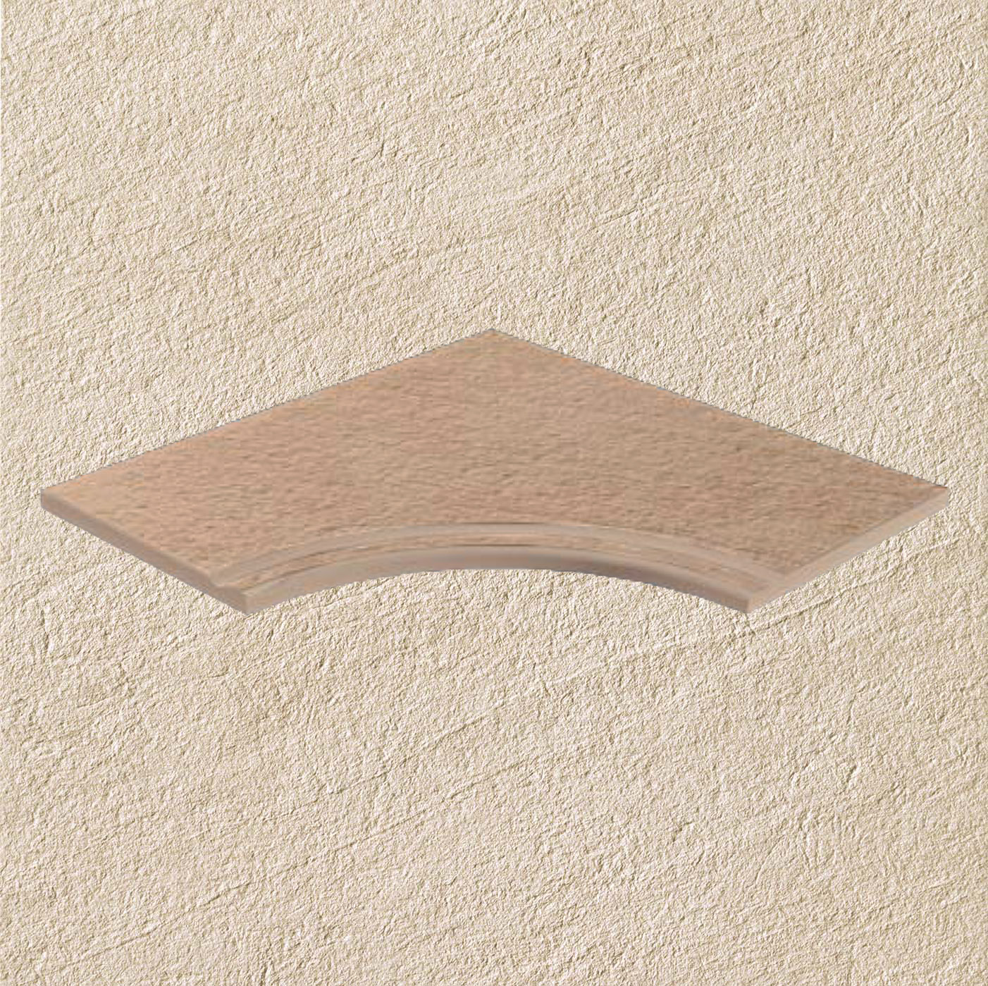 Тротуарная плитка Бежевая Lastra. Спец. Элемент- Бортик Изогнутый с Выемкой Закругленный 30 Клиф Бьянко \ Cliff Bianco Bordo Curvilineo Svasato Round 30  300х600х20мм