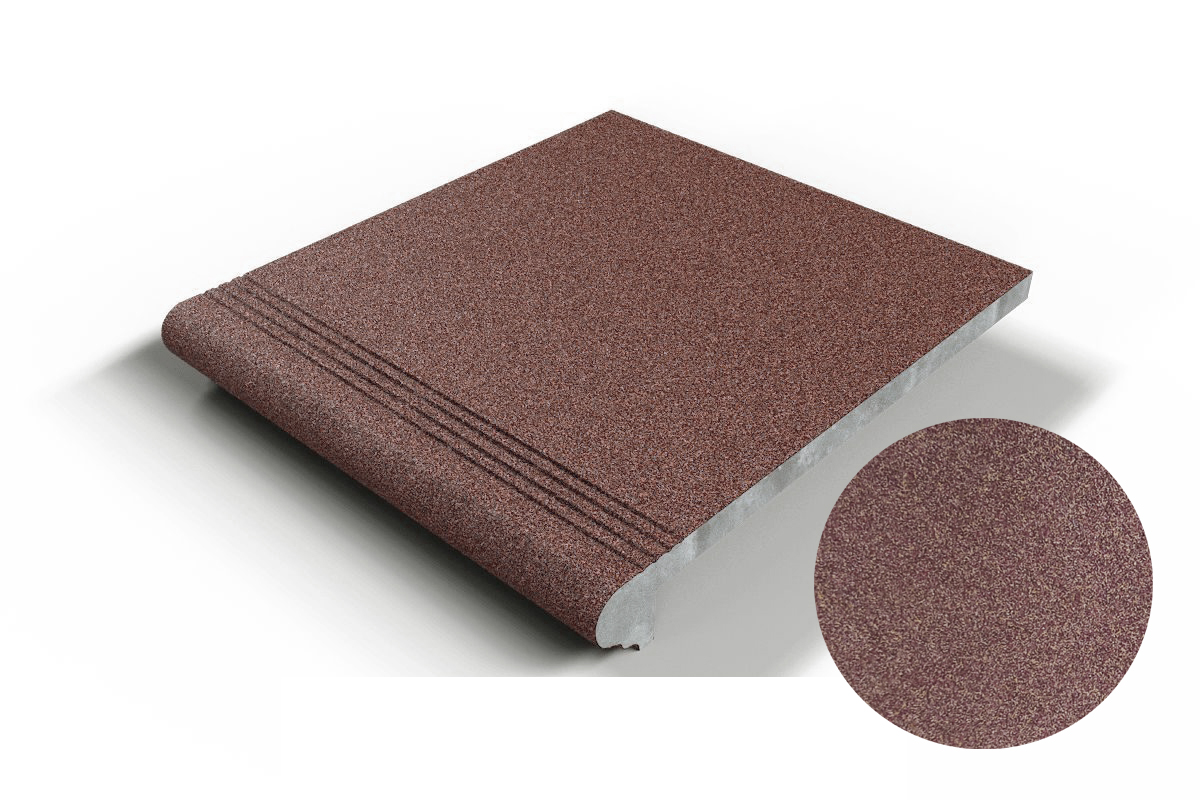 608 Ступень Флорентинер фронтальная противоскользящая с насечками, песочный терракот 330*310*17 мм