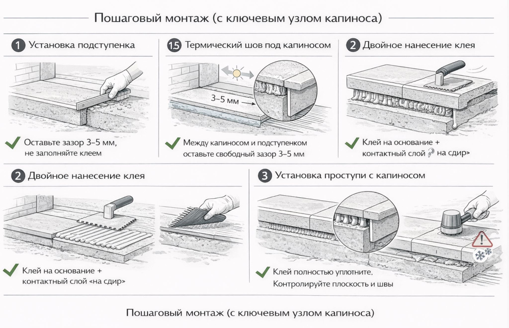 пошаговый монтаж флорентийских ступенек