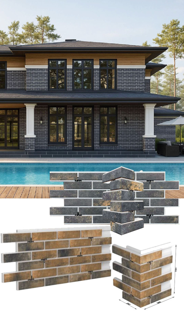 Термопанели с клинкерной плиткой на фасаде дома