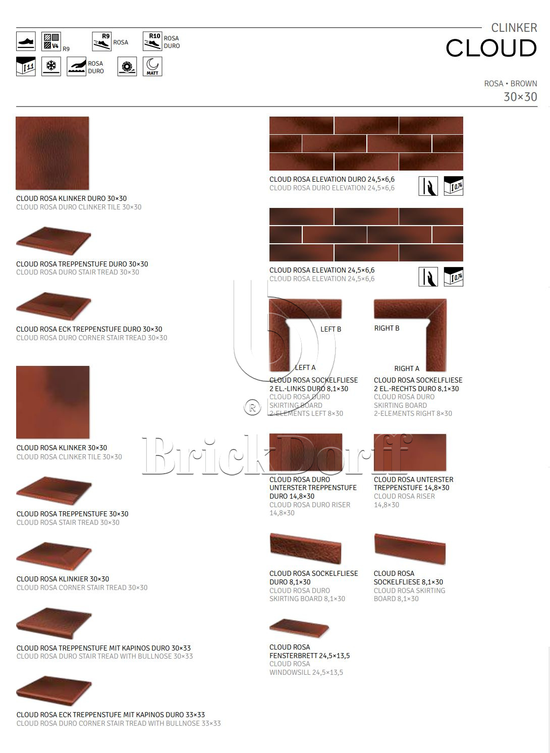 Клинкерная плитка Cloud Rosa 300x300x11 – для улицы, террасы, крыльца, лестницы, морозостойкая