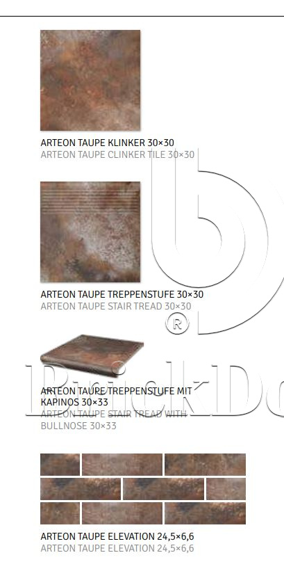 Клинкерная плитка Arteon Taupe 300x300x11 – для улицы, террасы, крыльца, лестницы, морозостойкая