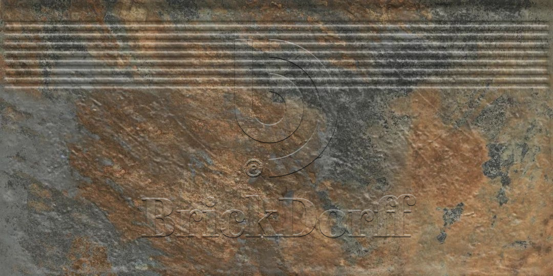 Клинкерная ступень с насечками Ardis Rust 600x300x8,5 мм – для улицы, террасы, крыльца, лестницы, морозостойкая