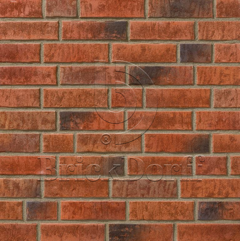 Клинкерная фасадная плитка облицовочная под кирпич Stroeher (Штроер) Zeitlos 353 eisenrost рельефная, 400*35*14 мм