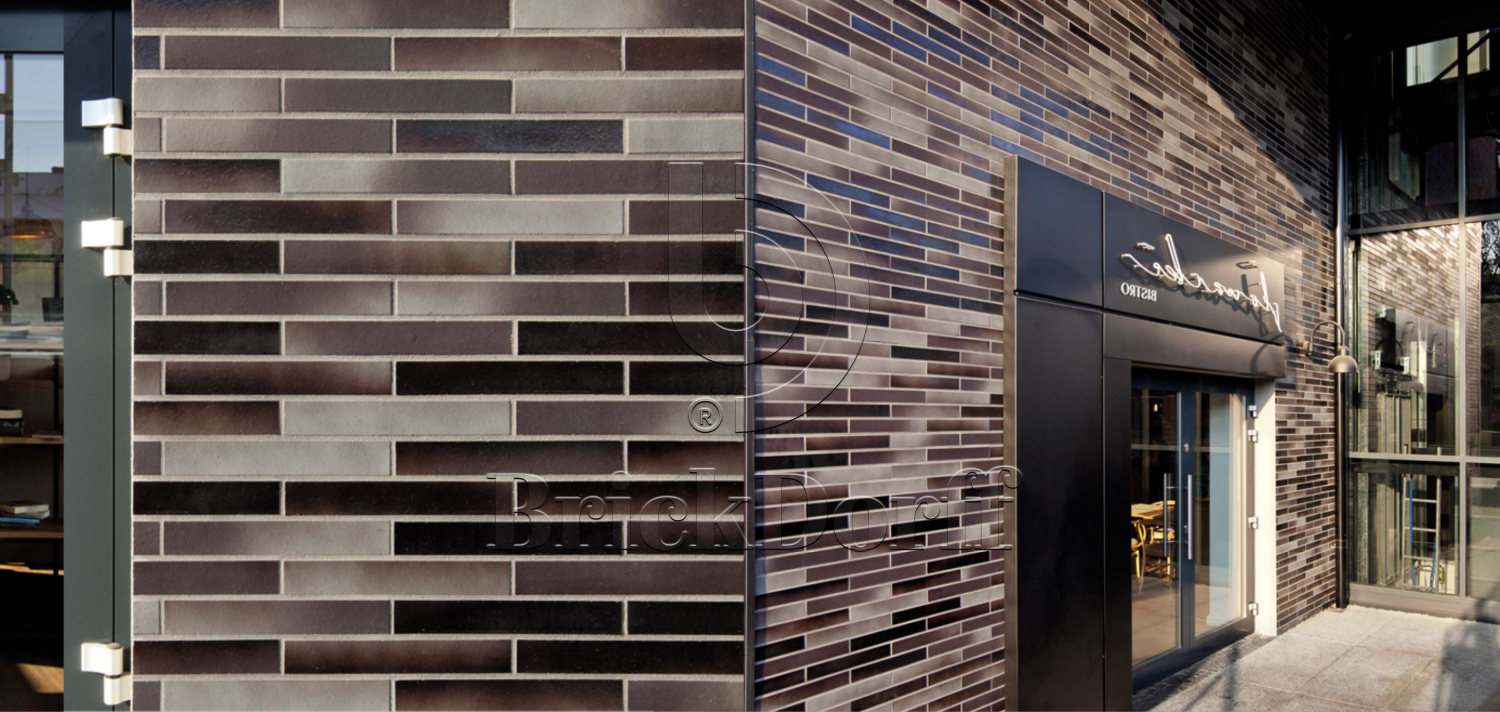 Atlantis KohleBrand Schieferstruktur 365x52x10 мм, ABC Клинкерная фасадная плитка под кирпич ригельная Langformat