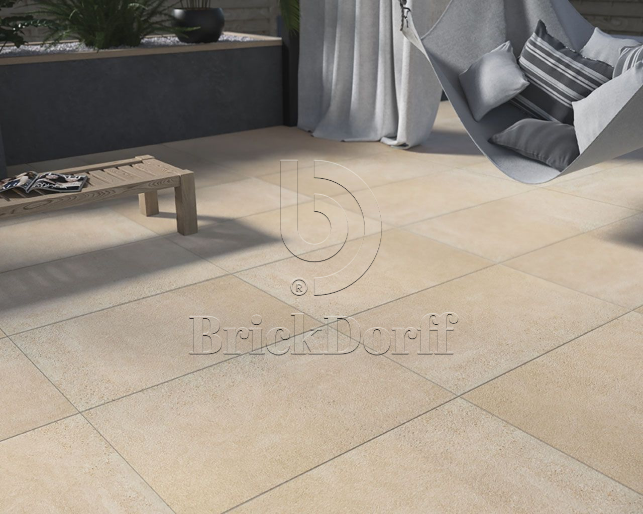 Optimal Beige 595*1195*20 мм тротуарная плитка уличная, противоскользящая, керамогранитная Paradyz