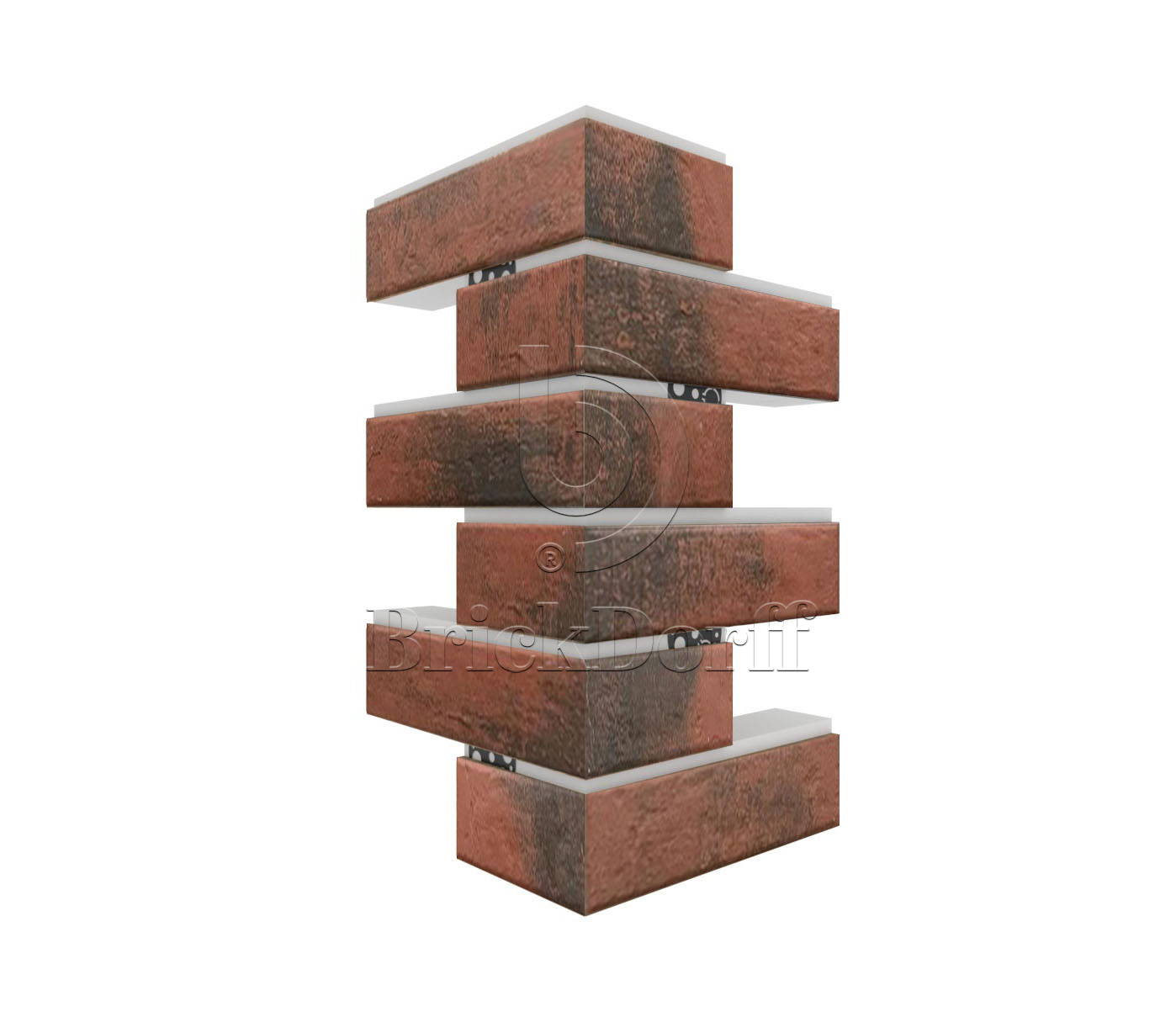 Red Wine Угловая фасадная термопанель из пенополистирола ППС 40 мм, 0,17м2 с клинкерной плиткой