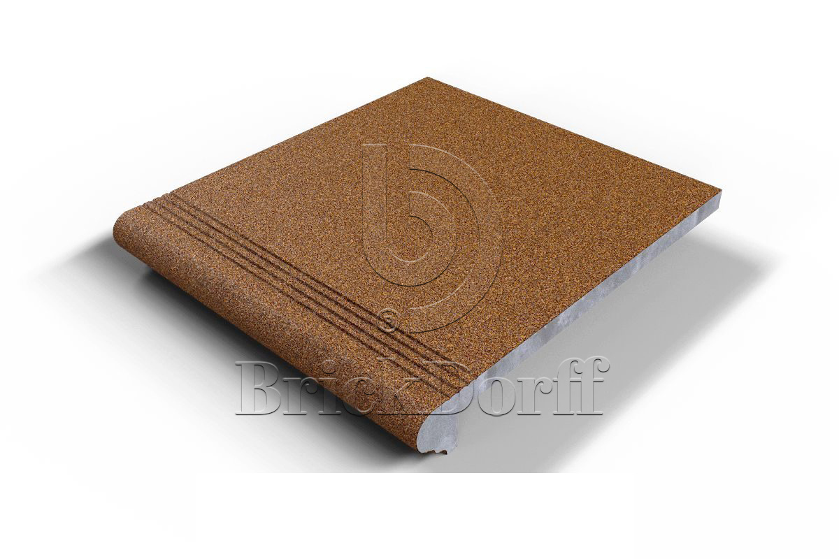 607 Ступень Флорентинер фронтальная противоскользящая с насечками, песочная 330*310*17 мм