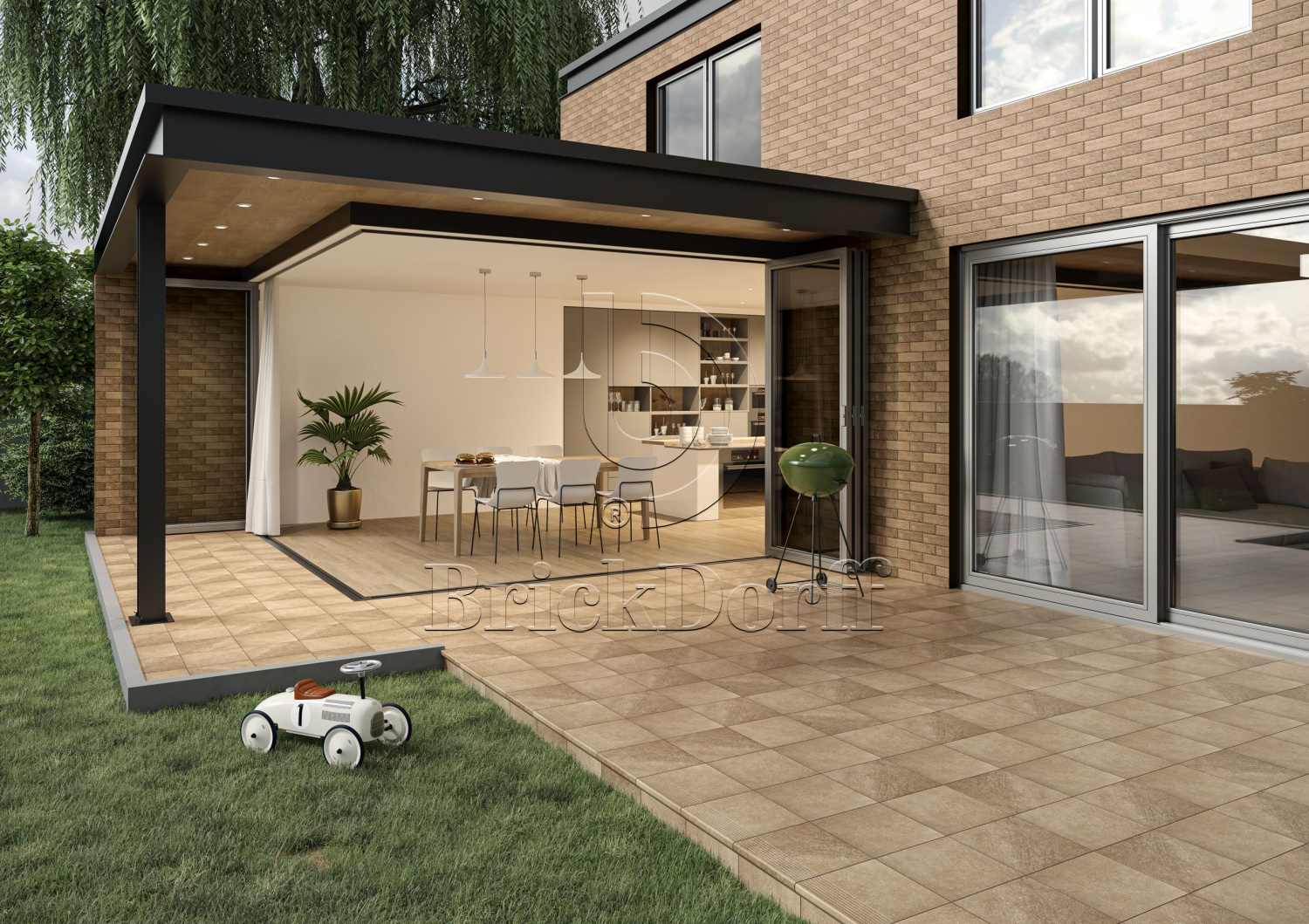 Mattone Pietra Ochra клинкерная ступень с насечками плоская противоскользящая 300x300x11 мм