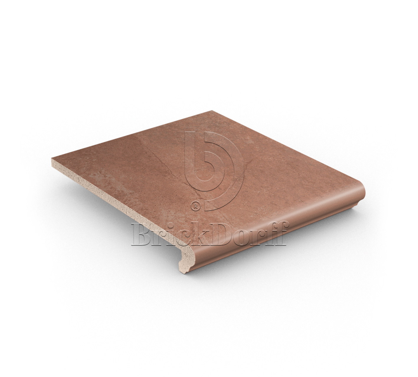 Клинкерная ступень флорентинер противоскользящая плитка Stroeher KERAPLATTE AERA 755 camaro 340*294*12 мм