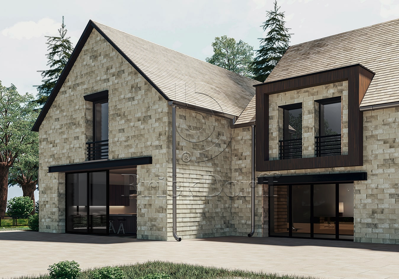 Tempio Rustikotta ANTIQUE MOSS 200x400x14мм Дранка керамическая плитка для навесного вент Фасада и Кровли