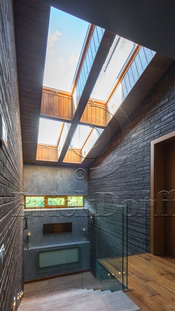 Клинкерная фасадная плитка облицовочная под кирпич под кирпич Stroeher (Штроер) Zeitlos 359 kohlenglanz рельефная, 400*35*14 мм