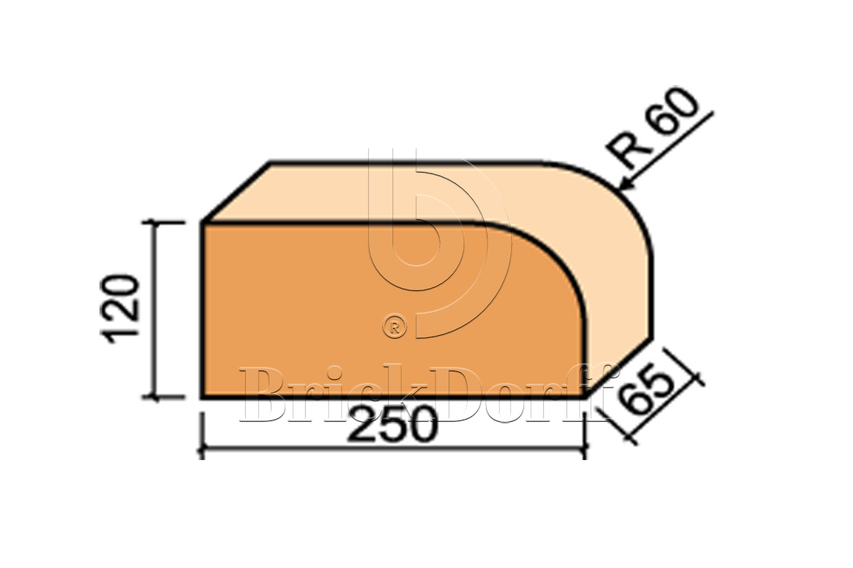 Кирпич радиусный полнотелый красный Lode VECAIS JANKA F15 гладкий, 250*120*65 мм