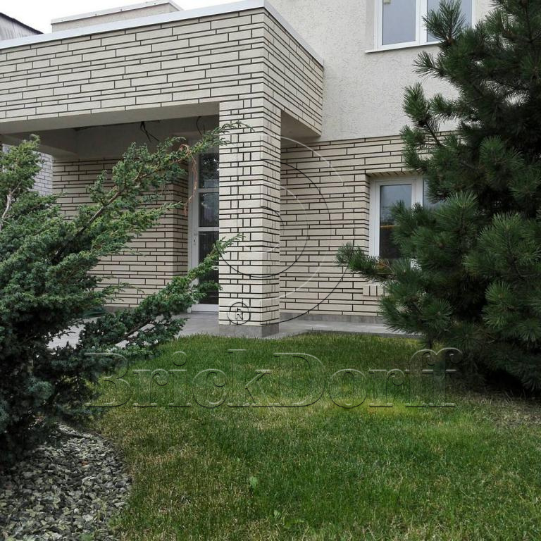 Клинкерная фасадная плитка облицовочная под кирпич Stroeher (Штроер) Zeitlos 351 kalkbrand рельефная, 400*35*14 мм