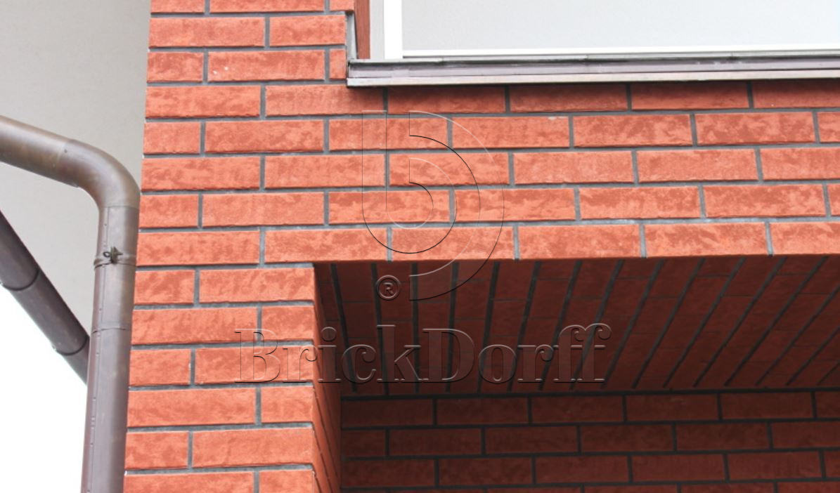 Клинкерная фасадная плитка облицовочная под кирпич Stroeher (Штроер) Zeitlos 356 erdfeuer рельефная NF14, 240*71*14 мм