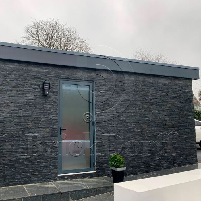 Сланец Черный-018 600*150*10-20 мм, натуральный камень для фасада и интерьера BD