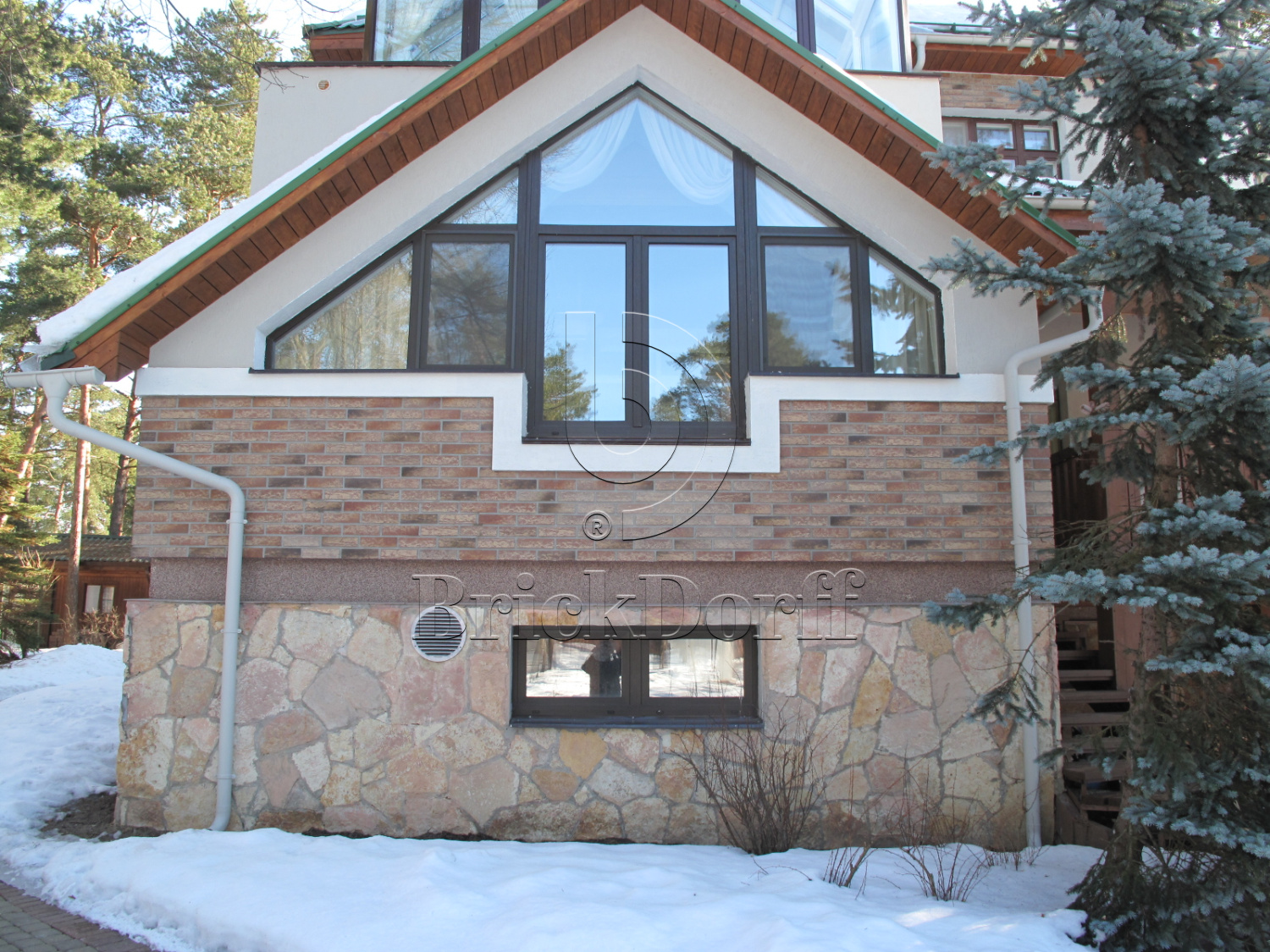 Клинкерная фасадная плитка облицовочная под кирпич Stroeher (Штроер) Zeitlos 357 backstein рельефная, 400*35*14 мм