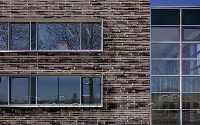 Клинкерная фасадная плитка под кирпич ригельная Langformat ABC Atlantis KohleBrand Schieferstruktur, 490*52*10 мм