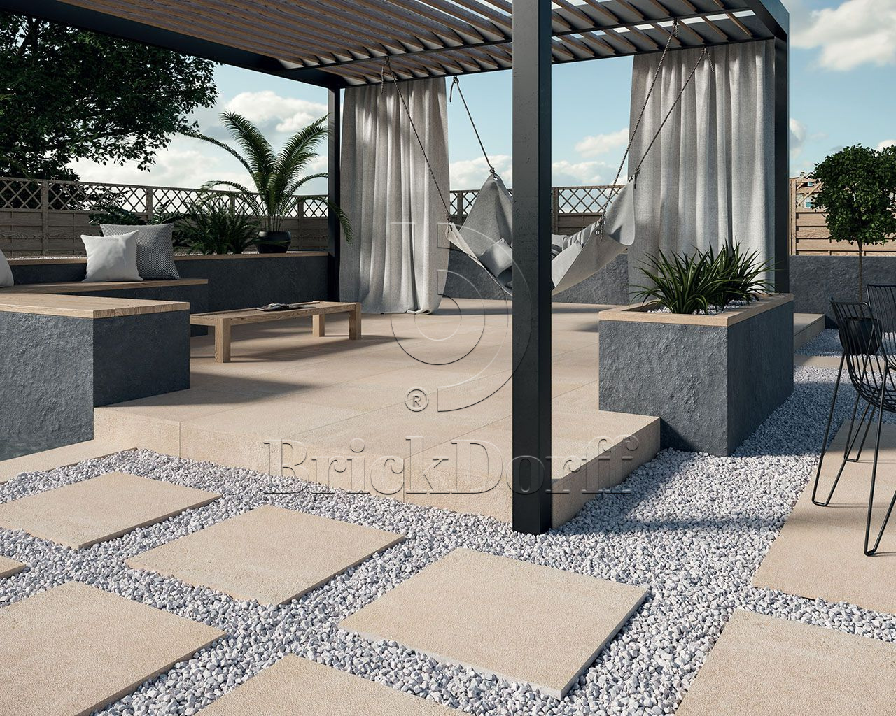 Optimal Beige 595*1195*20 мм тротуарная плитка уличная, противоскользящая, керамогранитная Paradyz