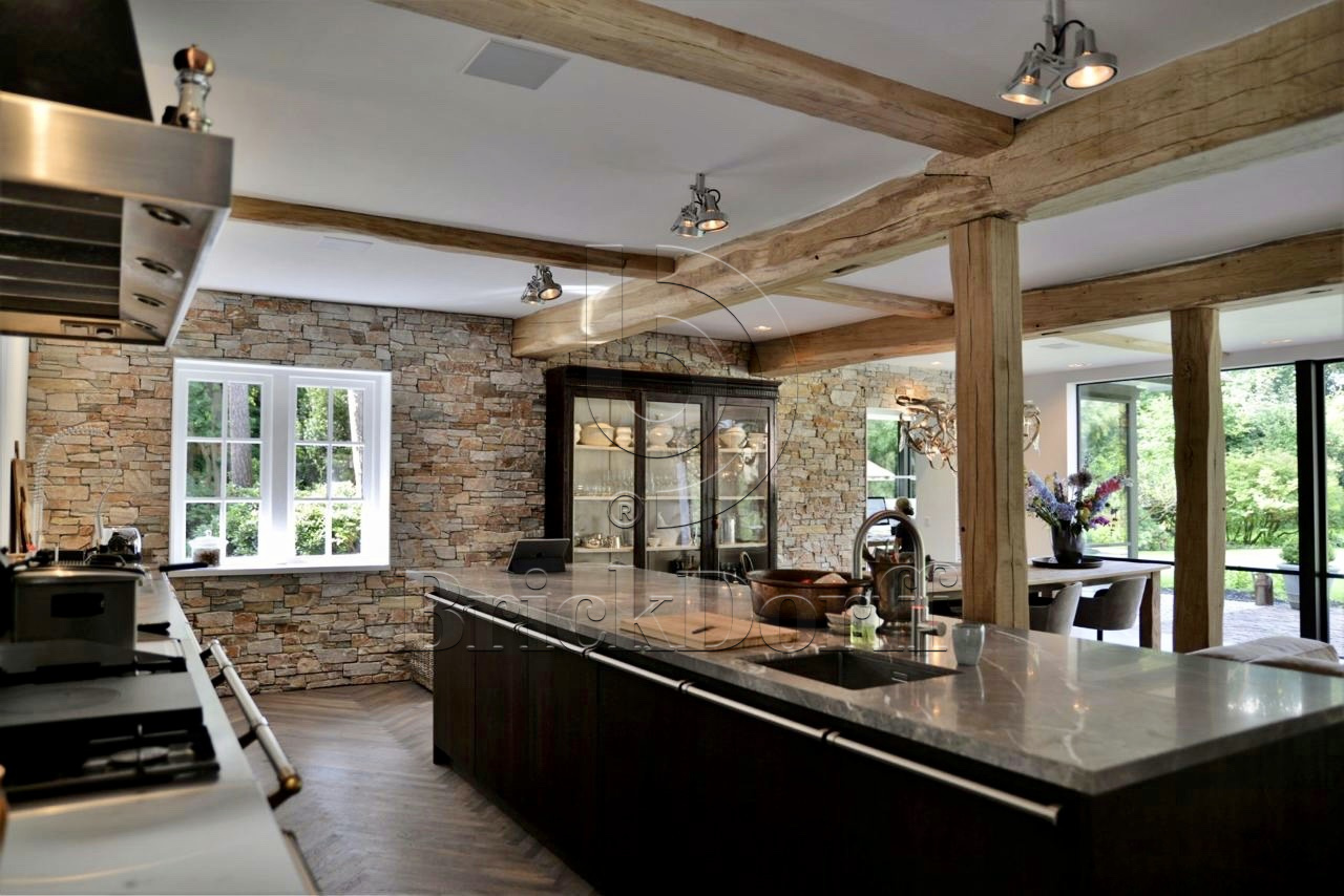 Камень грубый кварцит бежевый 550*200*20\40 мм, натуральный камень для фасада и интерьера BD