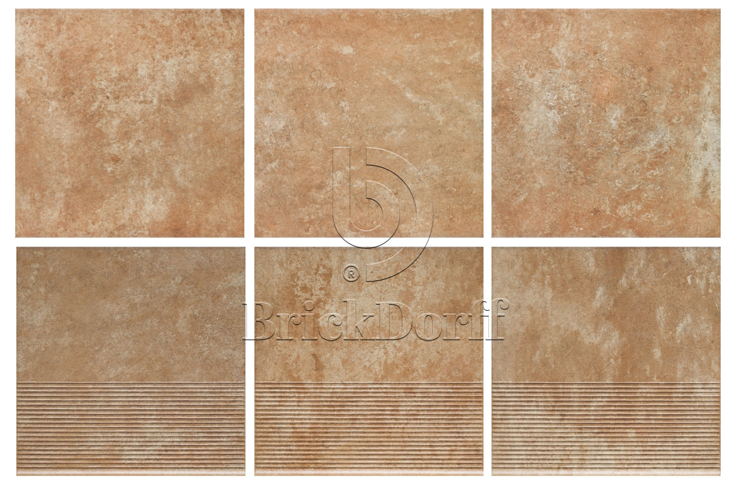 Ilario Ochra клинкерная ступень с насечками противоскользящая 300x300x11 мм