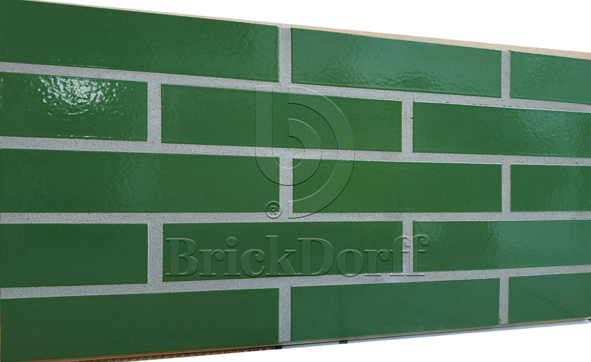 Глазурованная клинкерная фасадная плитка облицовочная под кирпич ABC Gruen 360 зеленая, 240*52*10 мм