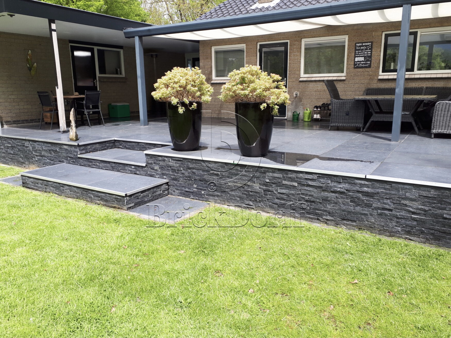 Кварцит Черный 1308H 600*150*10-20 мм, натуральный камень для интерьера и фасада BD