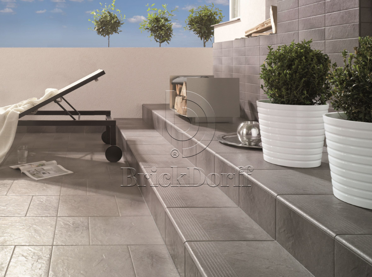 Taurus Grys клинкерная ступень с насечками противоскользящая 300x300x11 мм