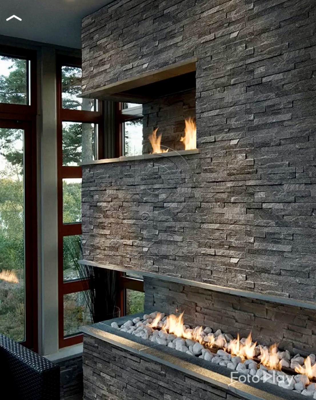 Кварцит Черный 1308H 600*150*10-20 мм, натуральный камень для интерьера и фасада BD