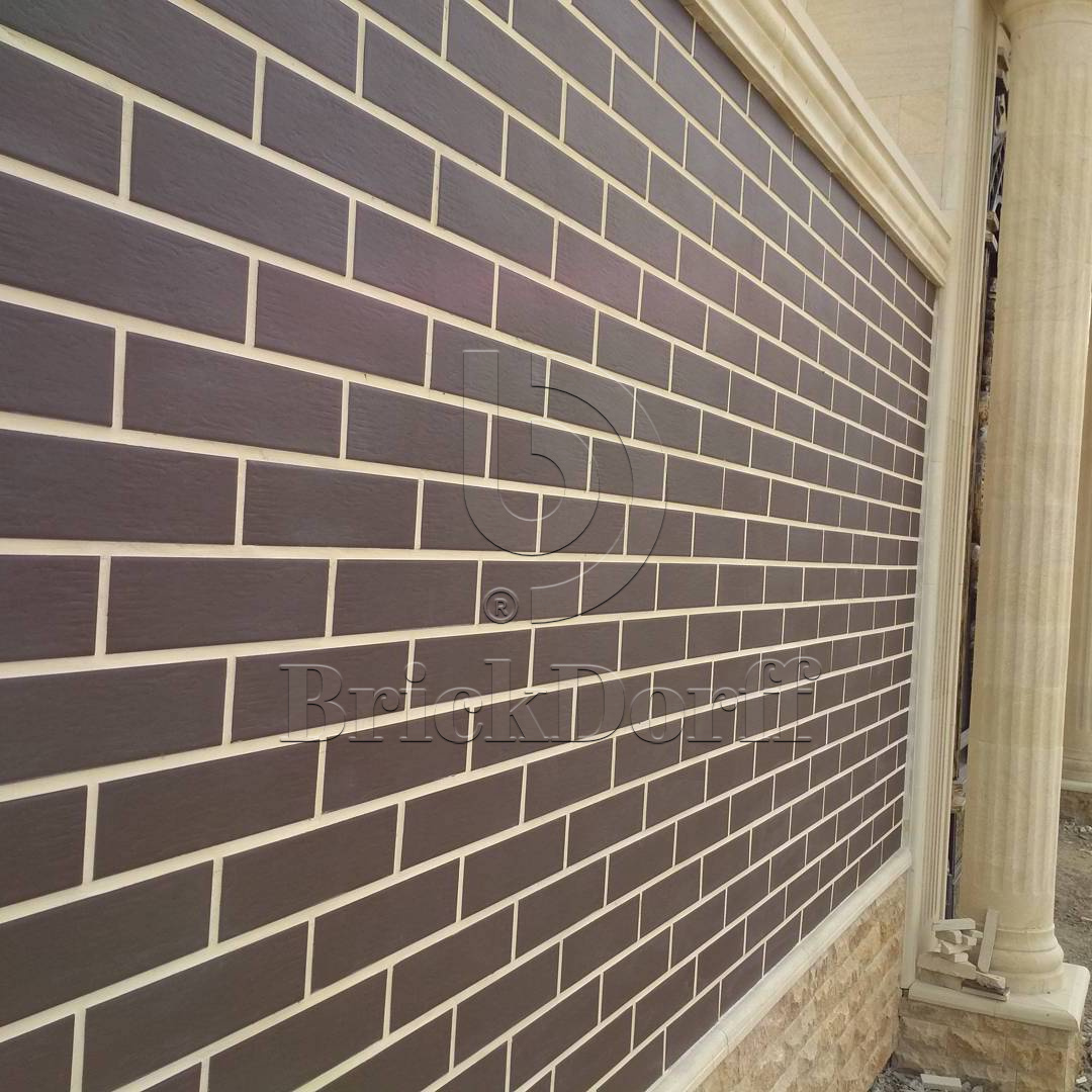 NATURAL BROWN 245X66х7,4 мм Клинкерная фасадная плитка под кирпич облицовочная коричневая