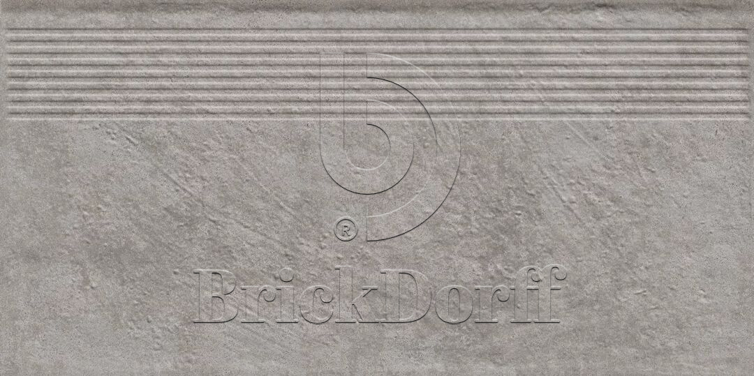 Клинкерная ступень с насечками Carrizo Grey 600*300*8,5 мм – для улицы, террасы, крыльца, лестницы, морозостойкая