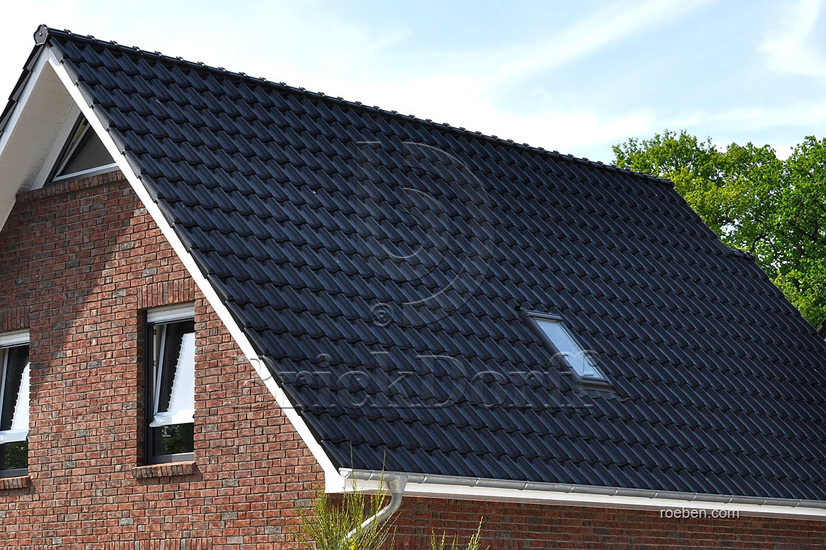 Керамическая черепица рядовая Roben MONZAplus черно-коричневый глазурь